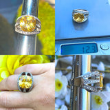 Cubic Zirconia CZ Simulated Citrine Yellow Stone Sterling Silver Signed 925 RP Rolled Plated Ring Size 5