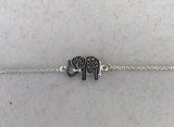 Dainty Silver Tone Marcasite Ornate Elephant Bracelet