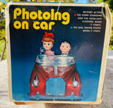Vintage Photoing On Car Blue Rolls Royce Battery Operated Toy With Original Box