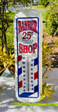 Metal 25 Cent Barber Shop Shave & Hair Cut Working Thermometer Temperature Sign