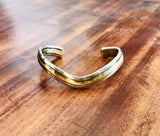 Antique Copper Brass + Silver Tone Layers Tricolor Cuff Bracelet