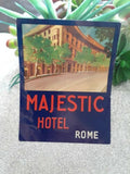 Vintage Majestic Hotel Rome Luggage Sticker Label
