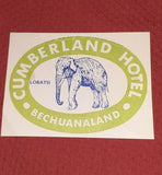 Vintage Cumberland Hotel Bechuanaland Lobatsi Elephant Luggage Label