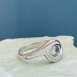 Sterling Silver 925 White Fire Opal Ocean Wave Beach Sea Ring 4g Size 8.25