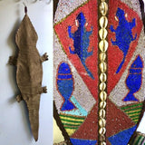 Antique African Yoruba Seed Bead Wall Hanging Cowrie Shells Boho Jungalow Art