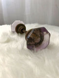 Antique Purple Amethyst Glass And Bronze Door Handle Knob