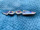 Signed 1998 Rachel Risso Designer Abstract Art Purple Gold Tone Brooch Pin