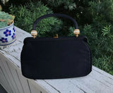 Authentic Bienen Davis Designer Black Silk + Crystal Handbag Purse Clutch