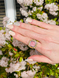 Vintage Sterling Silver 925 Signed SAM Pink Coral & Opal Gemstone Ring 7g Size 7