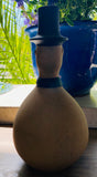 Vintage Unique Handmade Clay Cognac & Man w Top Hat Decorative Vase