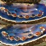 Suarti Bali BA 925 Sterling Silver Baltic Amber & Black Onyx Bracelet 7.5" long