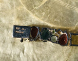 Sterling Silver 925 Multistone Bracelet Blue Topaz Garnet Amethyst Peridot