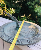 Vintage Verdigris Brass Hummingbird Bird Bath Feeder Sundial Clock Dish Taiwan