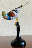 Vintage Colorful Cloisonne Bird Mounted Figurine Sculpture