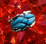 Vintage Sterling Silver Art Nouveau Blue Turquoise Stone Custom Ring