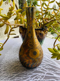 Vintage Brass Etched Metalware Flower Decorative Art Vase