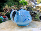 Sadler England 1604 Blue Swirl With Silver Trim Bluebells Pattern Teapot