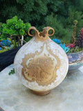 1800s Mount Washington Crown Milano Gold Gilded Globular Vase w/ Angel Cherubs