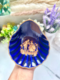 Limoges Castel Blue Porcelain Scalloped Dish Tray France Gold Lovers Courting
