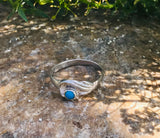 Vintage Sterling Silver Blue Round Turquoise Stone Swirl Ring