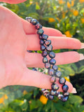Sterling Silver 925 Black Multi Color FreshWater Pearl Beaded Toggle Necklace