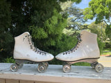 Vintage Street King White Roller Derby Outdoor Roller Skates Metal Wheels Size 6