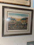 Framed Eugene Valentin Lithograph Market City Scene Signed Numbered Art Picture