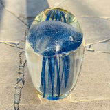Preserved Blue Jellyfish in Clear Glass Art Decorative Paperweight