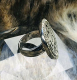 Dolce Gabbana D & G White Crystal Rhinestone DG Silver Tone Ring Size 7.5