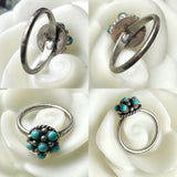 Vintage Native American 925 Sterling Silver Turquoise Round Stone Ring Size 5