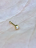 Yellow Gold Tone Opal Rhinestone Jewel Gem 18g 1mm Nose Bone Ring Stud