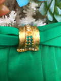 Vintage After Five Green Gold Tone Handbag Clutch with Rhinestones & Coin Purse