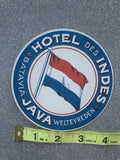 Indonesia Jakarta Java Batavia Hotel Des Indes Vintage Luggage Label Unused Rare
