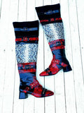 Jeffrey Campbell Signed Red White + Black Snakeskin + Leather Thigh High Boots