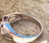 Vintage Sterling Silver 925 Rhinestone Cubic Zirconia Cross Religious Ring SZ 9