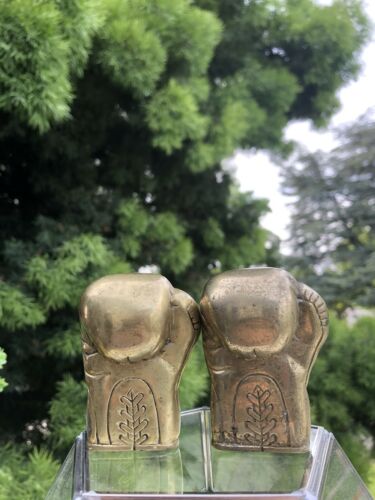 Maxide 25 Solid Brass Boxing Glove Set Of 2 Gloves Advertising Paperweight