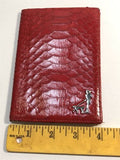 Red Animal Skin Leather Striped Wallet Organizer With Dog Logo