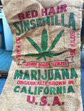 Red Hair Sinsemilla Cannabis Marijuana Burlap Sack Bag California Grown