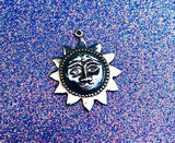 Vintage Sterling Silver 925 Spiritual Sun Face Solar Pendant Charm 4.3 Grams