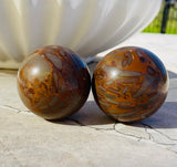Vintage Brown Tone Jasper Stone Meditation Healing Balls Set of 2 Spheres