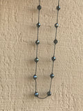 Vintage Artisan Faceted Black Faceted Beaded 925 Sterling Silver Clasp Necklace