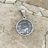 Vintage Sterling Silver 925 Mexico Mayan Aztec Calendar Tribal Pendant 5g