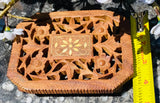 Vintage Artisan Carved Wood Ornate Floral Decorative Wooden Trivet Art