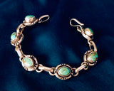 Vintage Signed Sterling Silver 925 Turquoise Stone Etched Link Bracelet 27.8g