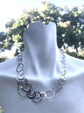 Vintage Signed Sterling Silver 925 Abstract Circular Geometric Circles Necklace