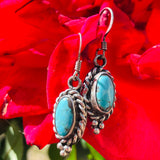 Vintage Sterling Silver 925 Turquoise Stone Dangle Drop Pierced Earrings 5.7g