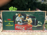 Coca Cola Sign Metal Stop For A Pause Go Refresh Tacker Car Auto 1991 Man Cave