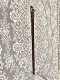 Handcrafted Mystical Crystal Ball Leather Handle Wood Cane Walking Stick Vintage
