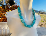 Artisan Chunky Blue Faux Turquoise Stone Beaded Necklace