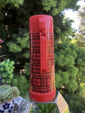 Vintage New Aladdin's 1 Pint Red Plaid Thermos w/ Handle All Original Very Rare